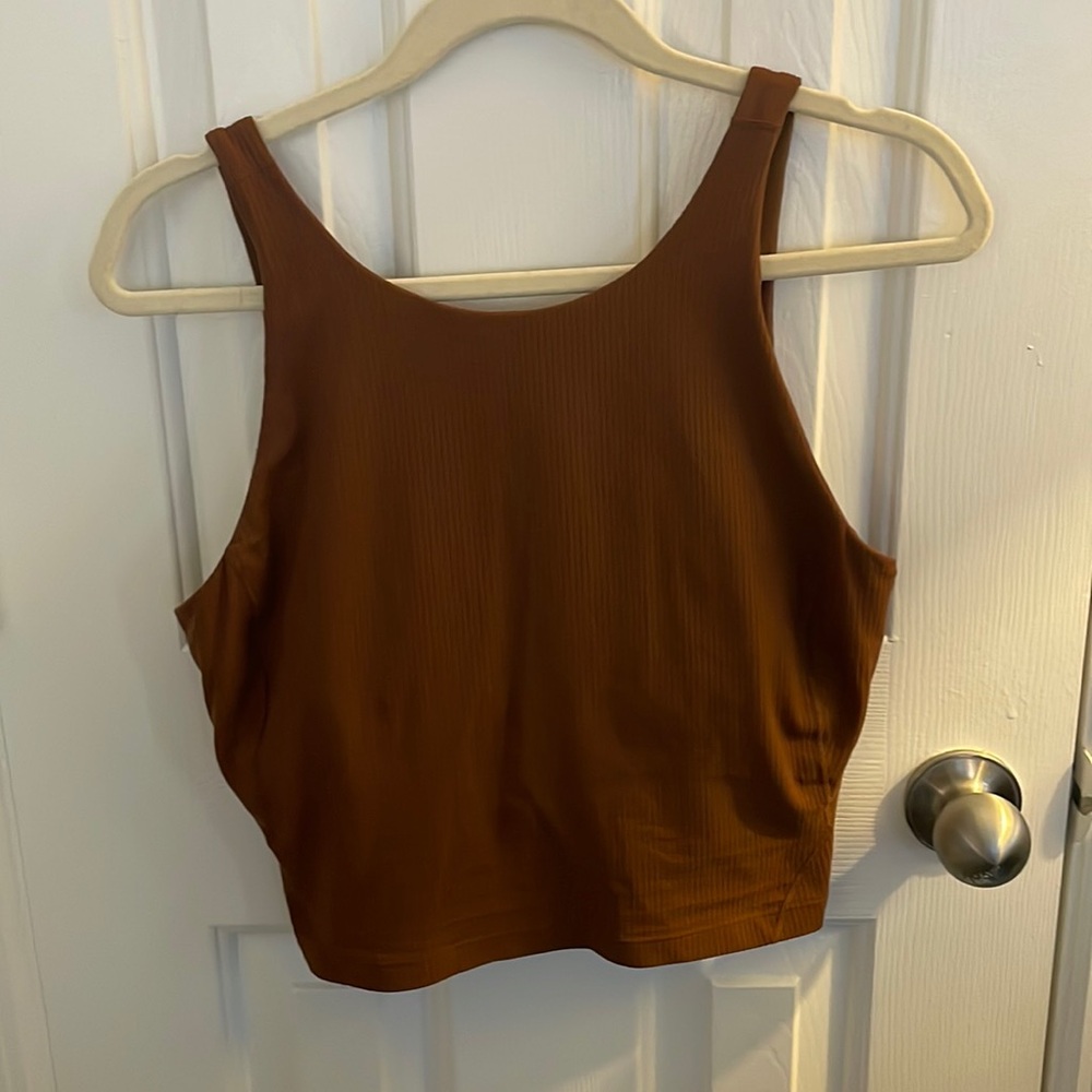 Align Ribbed High Neck Tank/Bra Roasted Brown